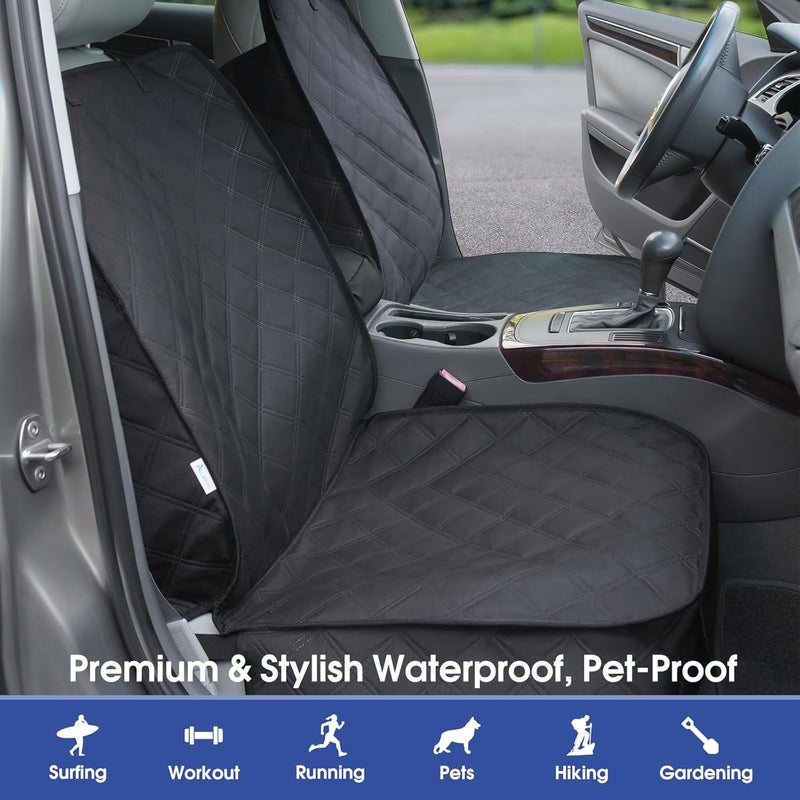 ALLANSING Front Seat Cover with Side Flaps - Waterproof, Durable Captain Seat Protector for Dogs & Humans, Protects from Dirt, Fur, Scratches, Fits Cars, SUVs, Trucks, Minivans(2-Pack) - Image 2